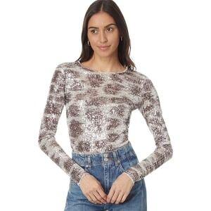 Free People Printed Gold Rush Long Sleeve Top Size Medium NWT